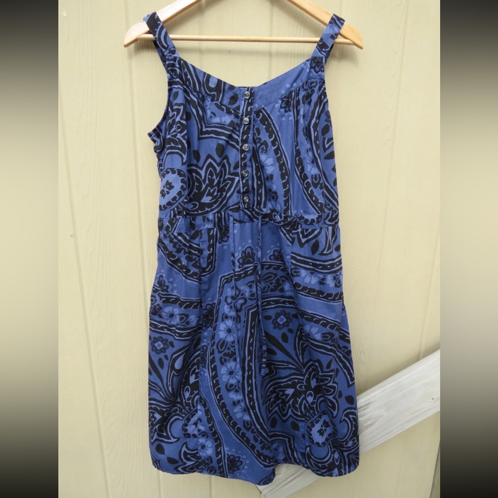Y2k Bass Navy and Black Patterned Sun Dress 100% Cotton